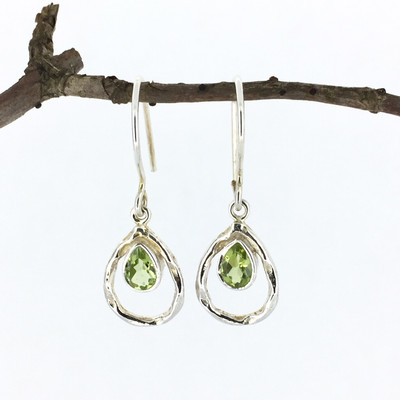 Pear Shaped Peridot Teardrop Earrings