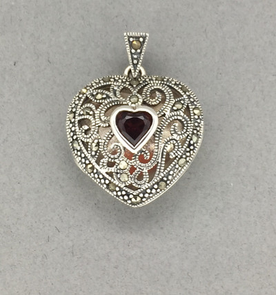 Marcasite Heart Locket Pendant