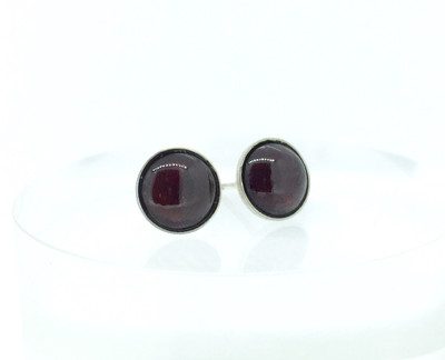 Round Garnet Stud Earrings