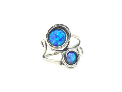 Double Stone Blue Opal Ring