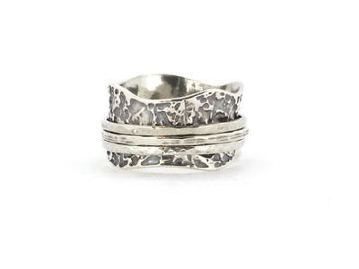 Textured 3-Band Sterling Silver Spinner Ring