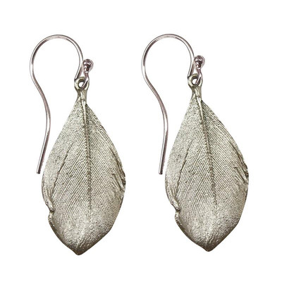 Silver Feather Wire Earrings