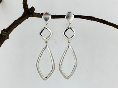 Sterling Silver Frosted Post Drop Earrings