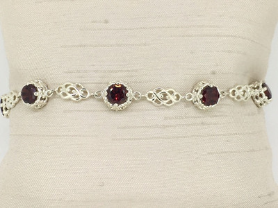 Sterling Silver/Garnet Filigree Bracelet