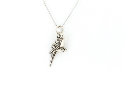 Sterling Silver Parrot on Perch Pendant w/Chain