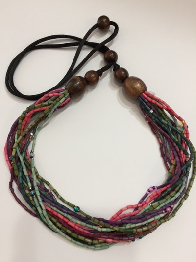Handmade Multi-Strand Zulugrass African Necklace in Potpourri
