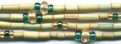 26" Handmade African Bead Jewelry Strand in Hint of Mint