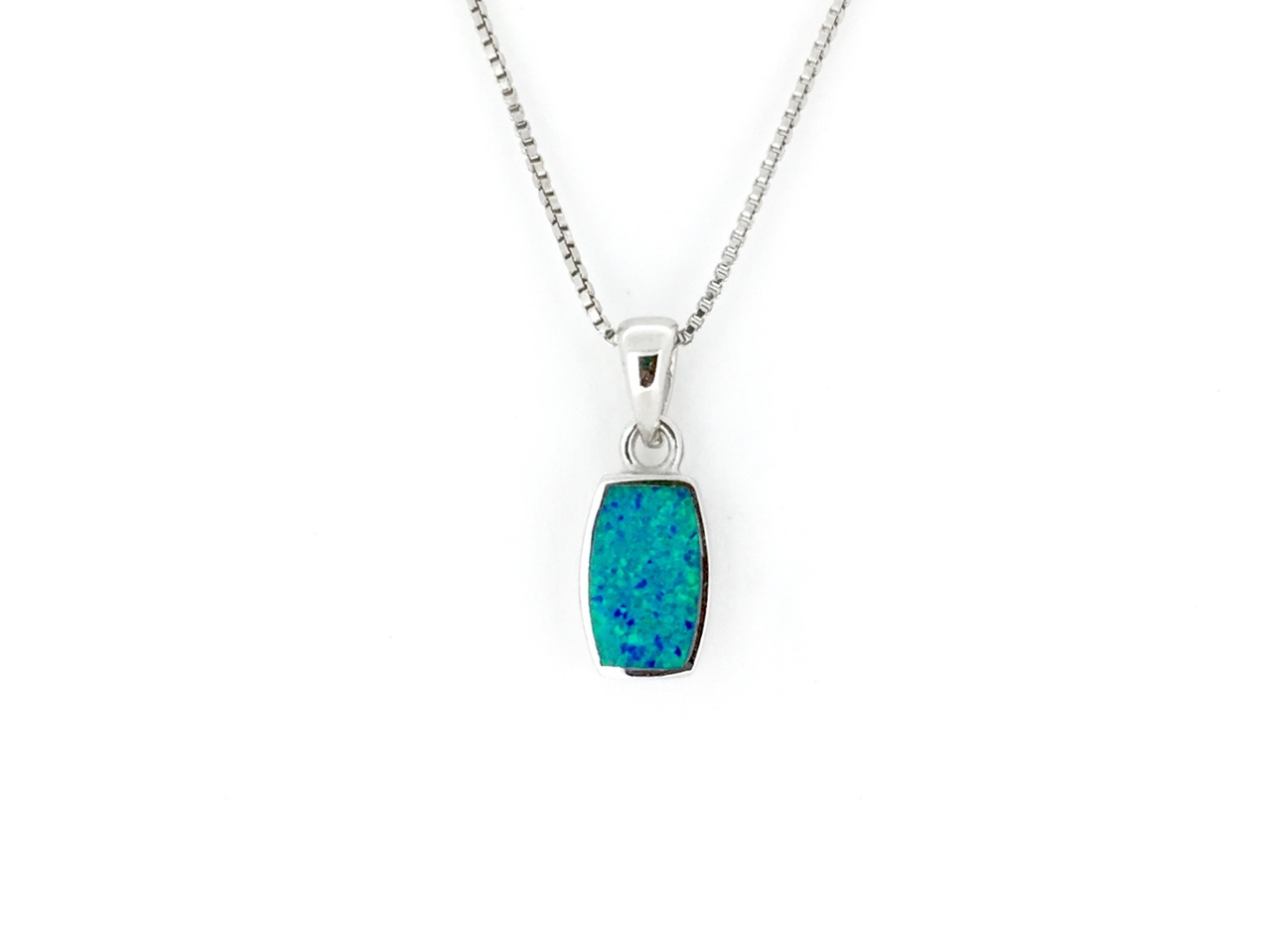 Blue Opal Necklace with Zircon - 14k Gold - GREEK ROOTS