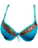 Padded Bra Wired Special spot leopard print-Sea Blue at Hiffey .pk