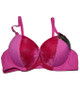 Winter Velvet Padded Push Up Bra Panty Set for Women - Pink