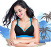 Black Sports Soft Padded Gym Bra with Blue Lace for Ladies at Hiffey .pk