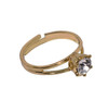 Crystal Center One Stone Ring For Girls - Golden - Hiffey