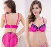 Lace Web Balconette Printed On Plain Padded Wired Bra - Dark Pink at Hiffey .pk