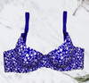 Pretty White Floral Print All Over Wired Bra - Blue - Hiffey