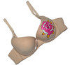 Rose Painted Design Padded Wired Bra - Skin - Hiffey