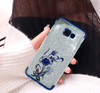 Samsung Galaxy Glitter Multi Beads Flower Textured Mobile Back Covers - Blue at Hiffey .pk