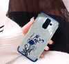 Samsung Galaxy Glitter Multi Beads Flower Textured Mobile Back Covers - Blue
