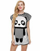 Cute Panda Black & White Stripes Printed Night Small Shirt For Women - Multicolor at Hiffey .pk