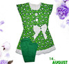 14 August Polka Dots Printed Frocks & Pajama - Green & White - Hiffey