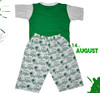Happy Azadi Shirt & Short For Boys - Green & White - Hiffey