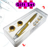 3 In 1 Gift Set For Men Golden Pen, Golden Cufflinks, & Golden Shiny Buttons at Hiffey .pk