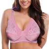 Wireless Dual Lace & Soft Cotton Non Padded Bra - Pink at Hiffey .pk