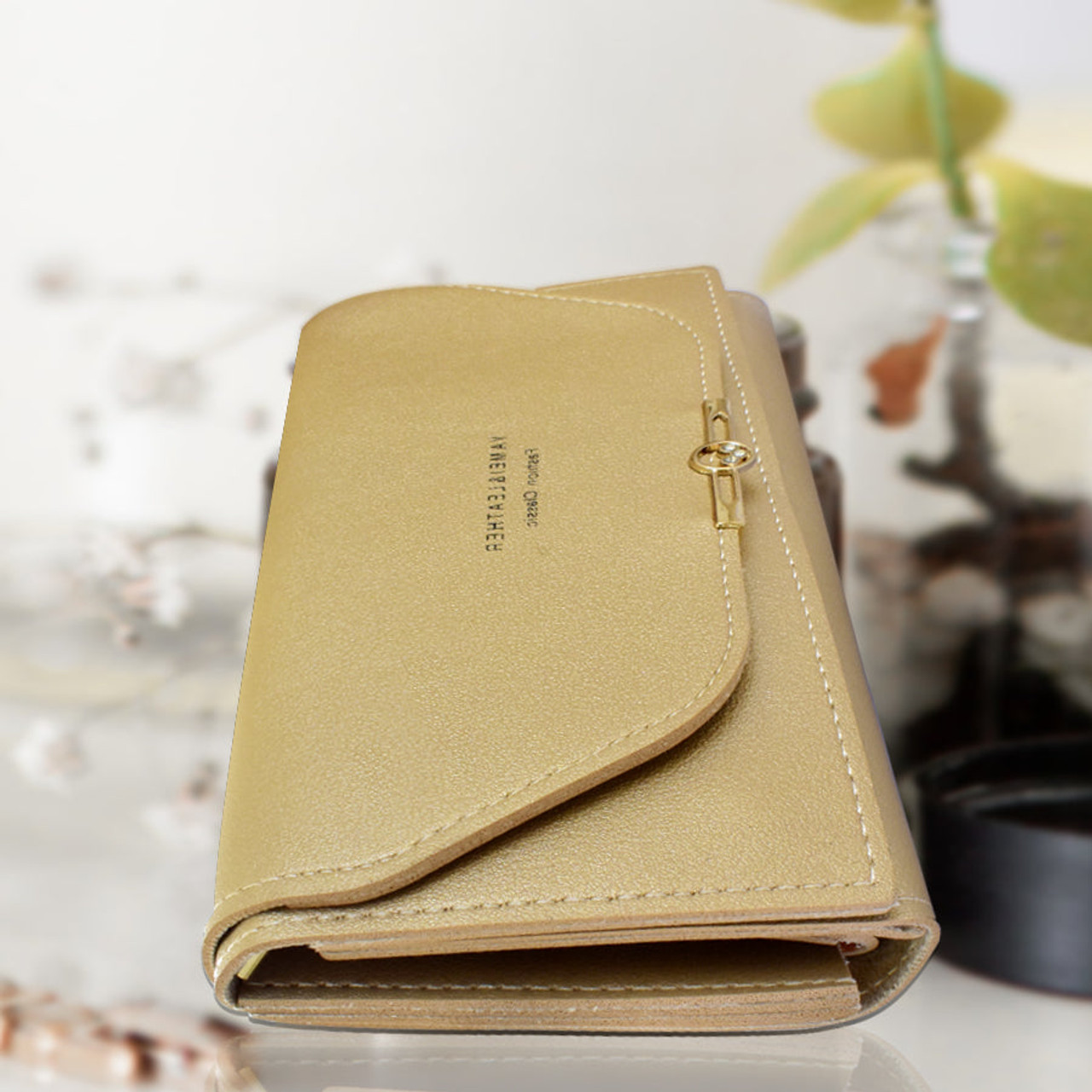 Hand Wallet/Clutch, Purse LV Stylish Checks Premium Vintage Collection  PU-Leather Checks Design Slim Ladies Wallet (Cream Check)