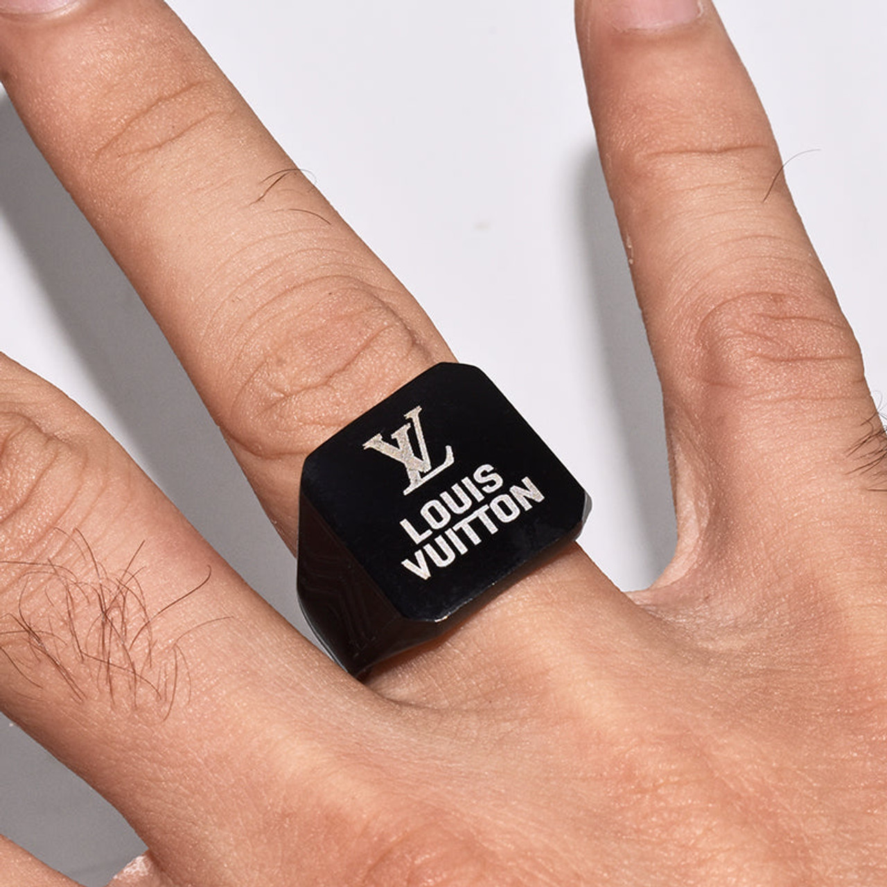 Buy Online Attractive Louis Vuitton Titanium Stainless Steel Black Ring at