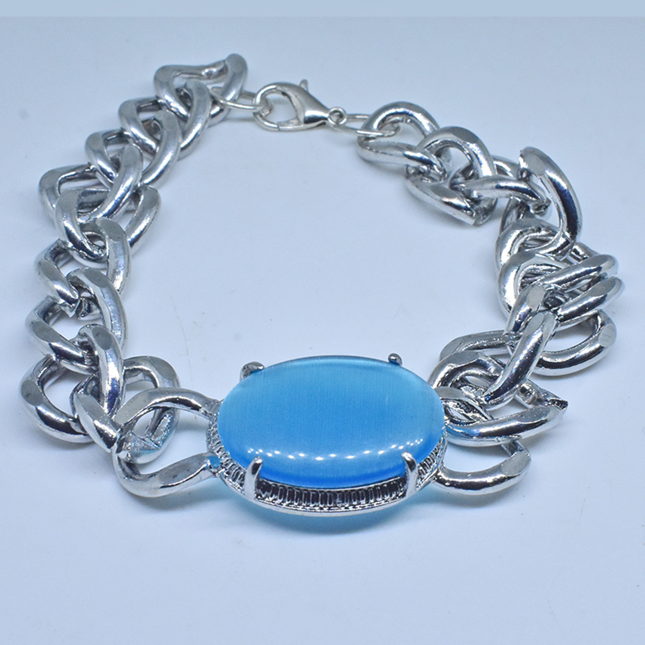 Buy Om Pooja Shop Salman Khan Turquoise/Firoza Silver Bracelet, 8.5 Inch at  Amazon.in