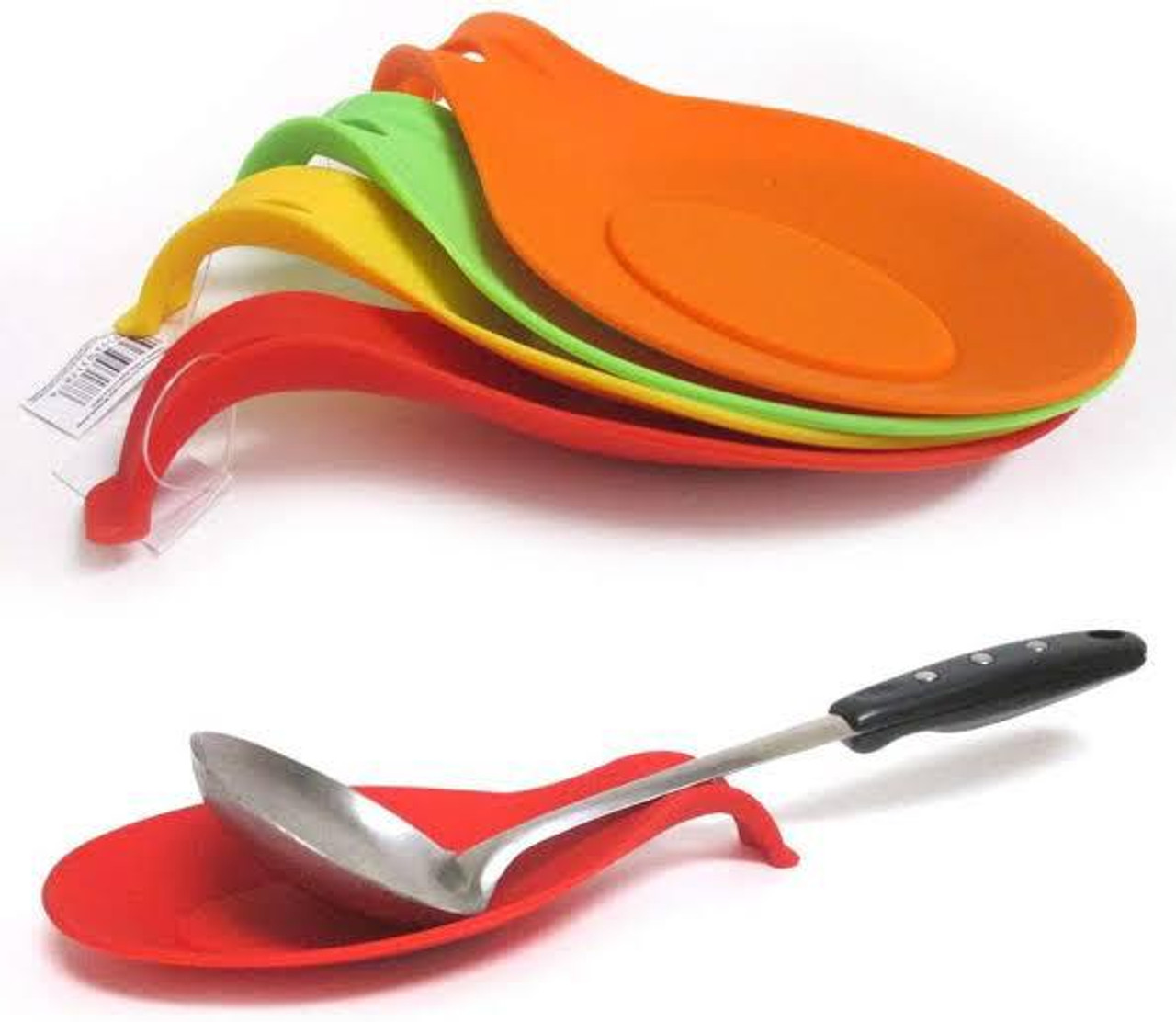 Wrapables Large Silicone Heat Resistant Spoon Rest Utensil Spatula Ladle Holder (Set of 4)