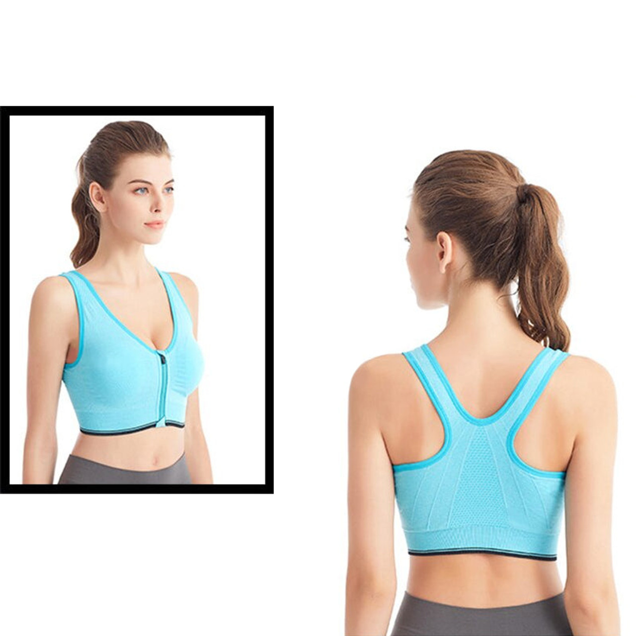 Buy Online High Quality Padded Women Sports, Gym, Workout Zipper Bra at