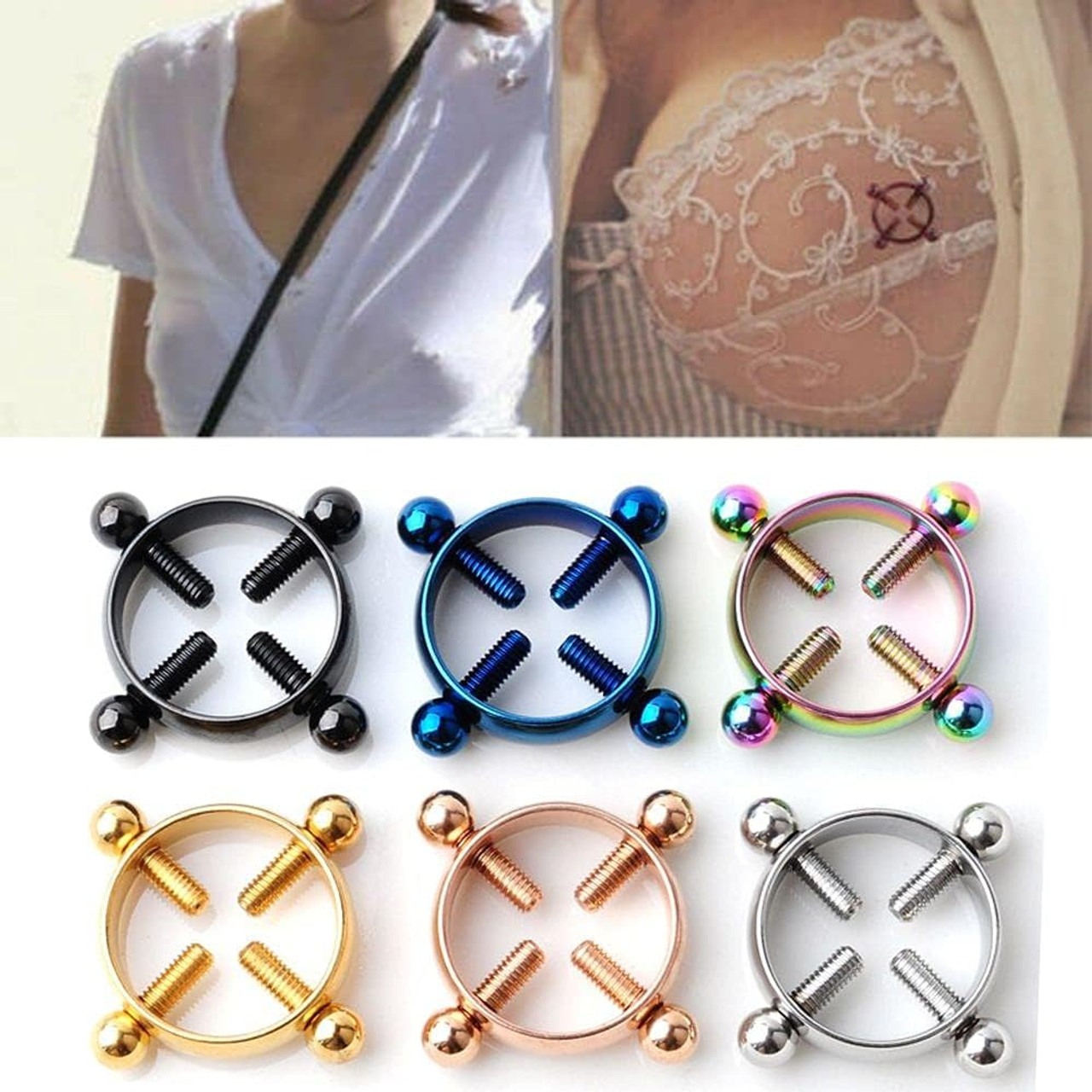 Amazon.com: SCERRING Fake Nipple Ring Stainless Steel Non-Piercing Nipple  Rings Clip On Nipplerings Faux Body Piercing Jewelry for Women Men 27PCS  Mix Color 1# : Clothing, Shoes & Jewelry