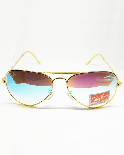 Golden Frame Blue Shade Sunglasses - Hiffey