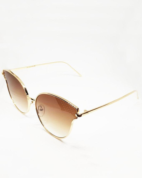 Cat-eye Golden frames Black Shades Fashion Sunglasses