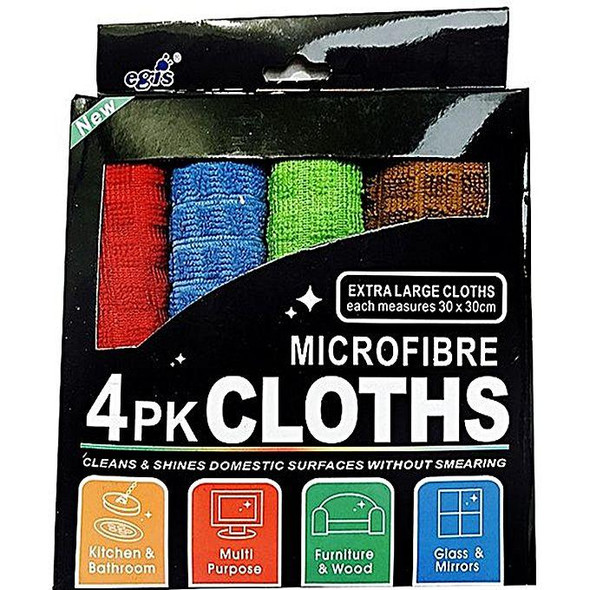 Microfibre Cloths for Cleaning - Pack of 4 - 30 x 30 cm at Hiffey .pk