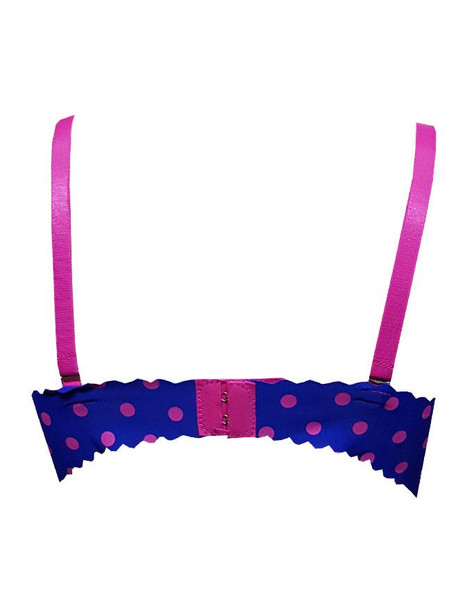 Polka Dots Padded Wired Fancy Bra -Blue