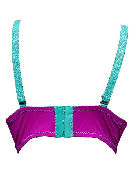 Padded Wired Fancy Bra With Double Color Sea Green & Magenta