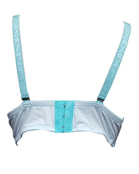 Padded Wired Fancy Bra With Double Color Sea Blue & White