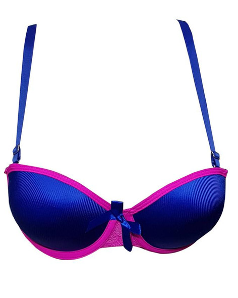 Padded Wired Fancy Bra With Net Strap - Navy Blue at Hiffey .pk
