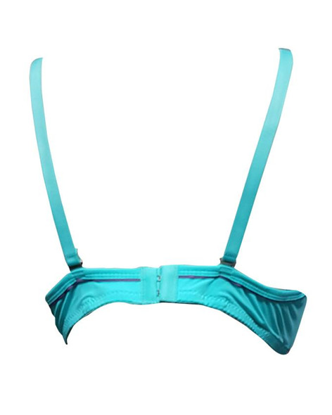Padded Wired Fancy Bra With Purple Piping - Sea Green - Hiffey