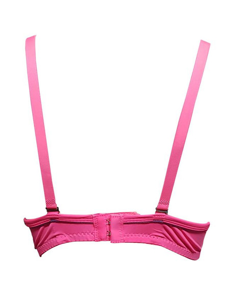 Padded Wired Fancy Bra With Purple Piping - Pink - Hiffey