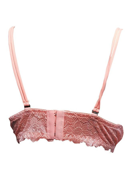 Double Strip Bra Padded Wired Fancy Bra-Peach - Hiffey