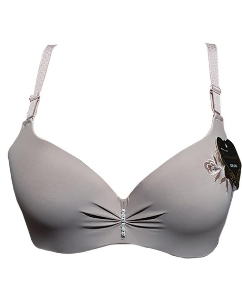 Padded Bra Wired With Flower On Side - Purple Brown at Hiffey .pk