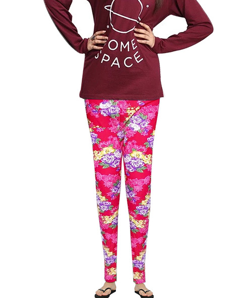 Ladies Pink Flower Printed Tights at Hiffey .pk