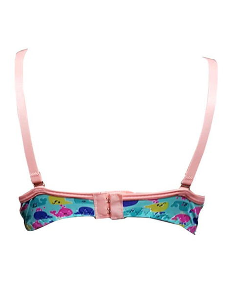 Padded Bra Wired Pink Stripes Multi Whale Printed -Sea Green - Hiffey