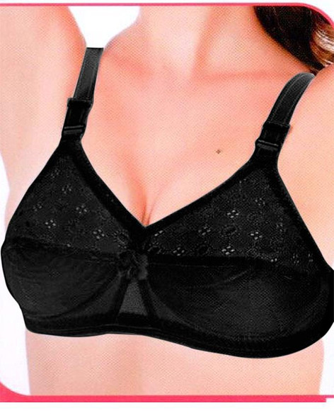 Komal Cotton Embroidered Premium Quality Bra - Black at Hiffey .pk