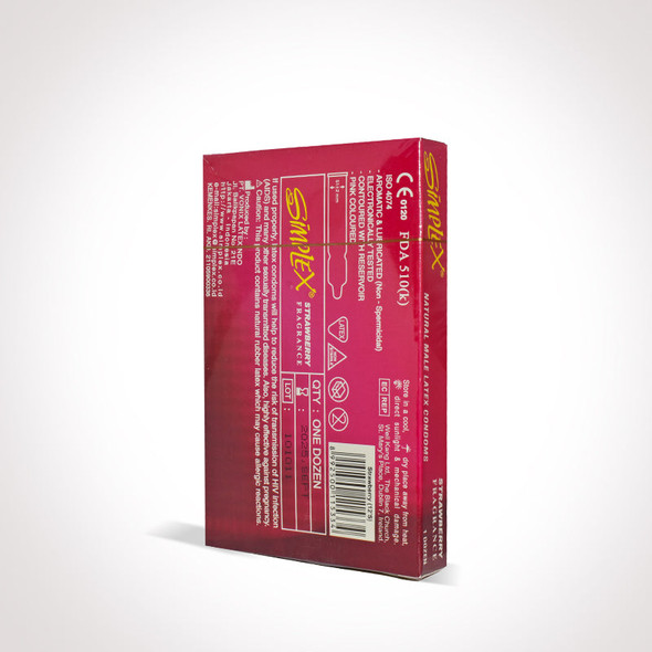 Simplex Strawberry Flavoured Condoms - Pack of 12 - Hiffey
