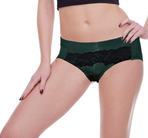 Fancy Black Lace Panty for Women - Green - Hiffey
