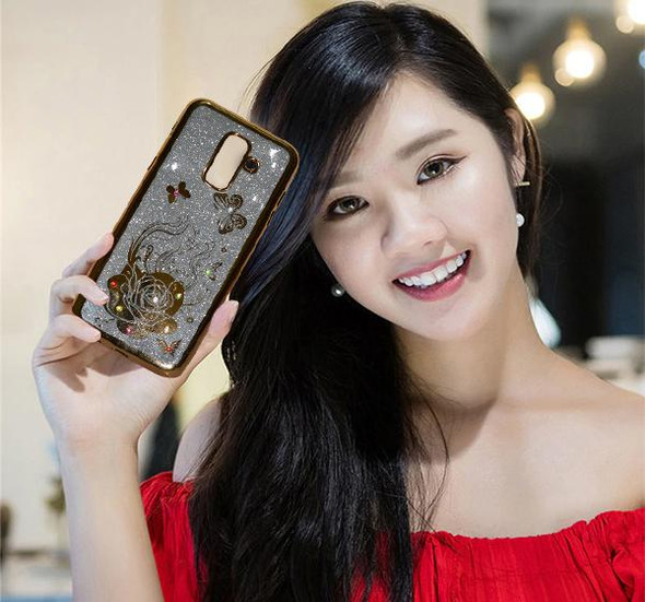 Samsung A6+ - Premium Quality Glitter Mobile Cover - Gold at Hiffey .pk