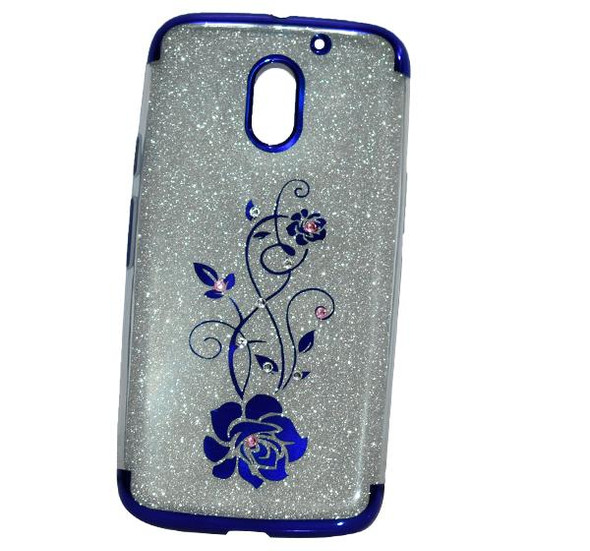 Moto E3- Premium Quality Glitter Mobile Cover - Blue